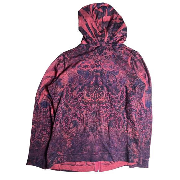 Live and Let Live Red/Pink AOP Graphic Rhinestone Sweater Women Size Large - Picture 4 of 7